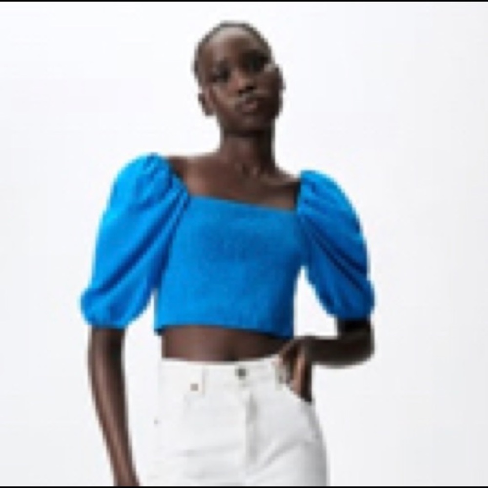 Blue Zara cropped top